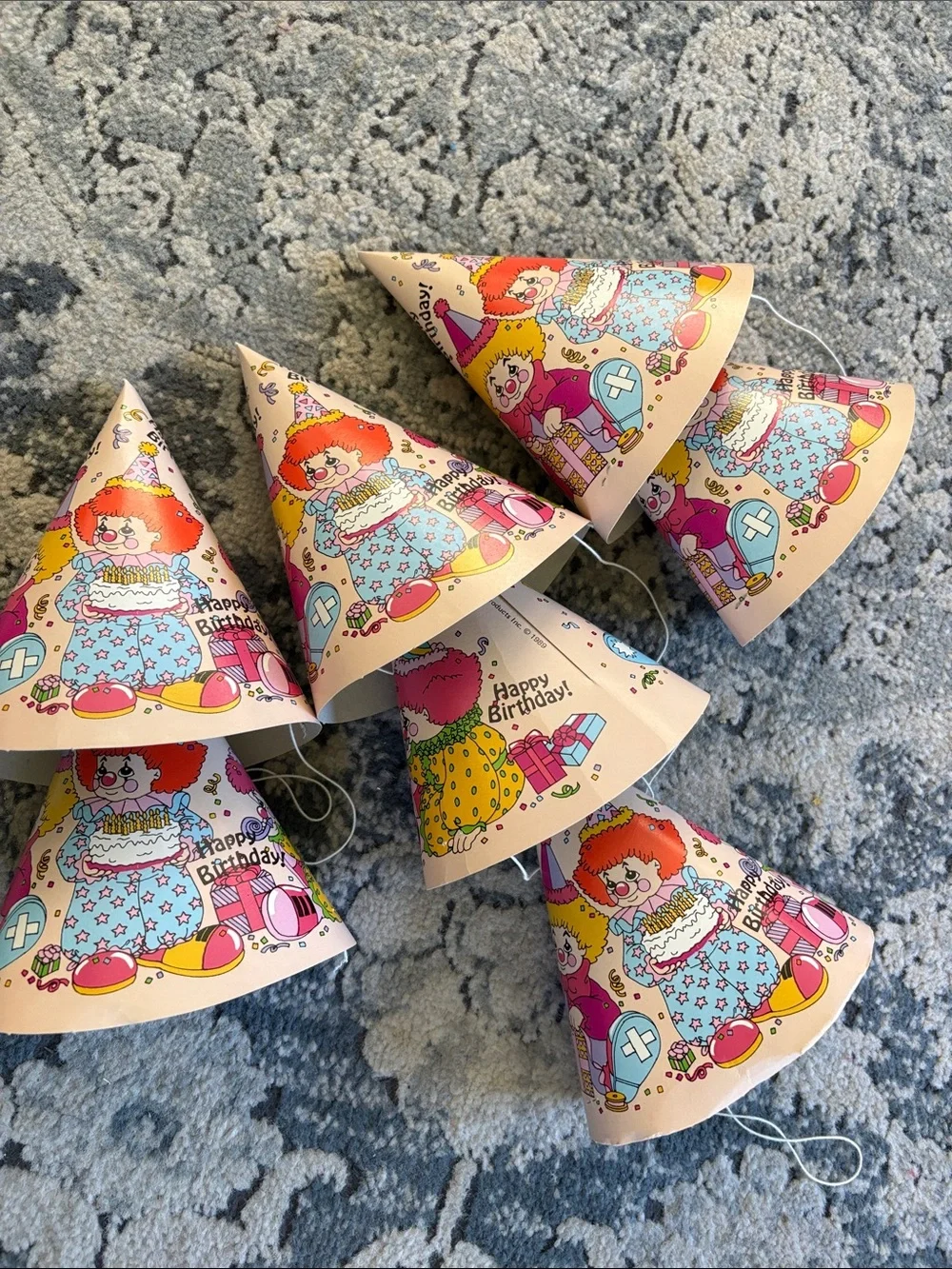Vintage 1989 Betta products Clown Birthday Party Hats